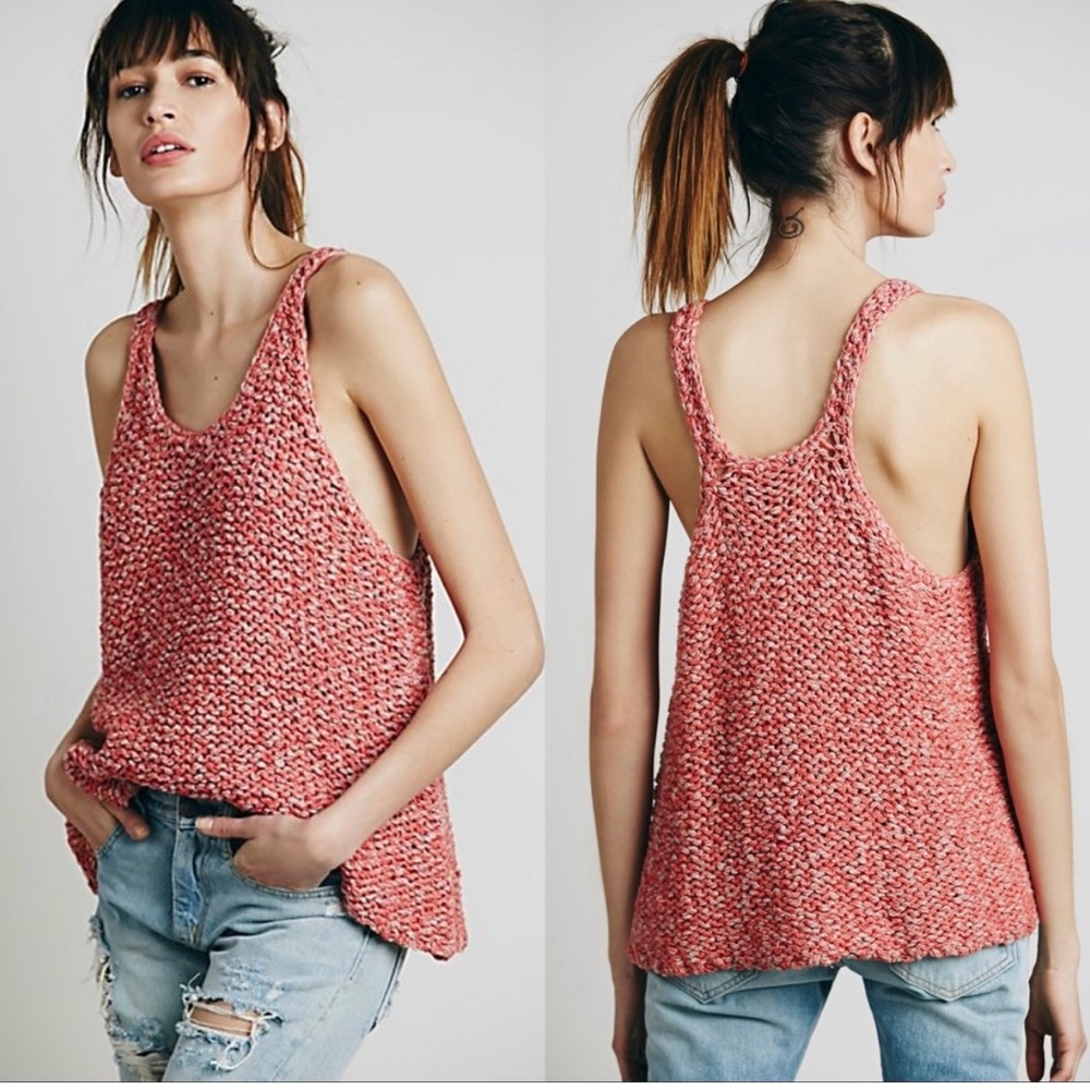 Free People Live Wire Racerback Tank in Red/Orange Size XS